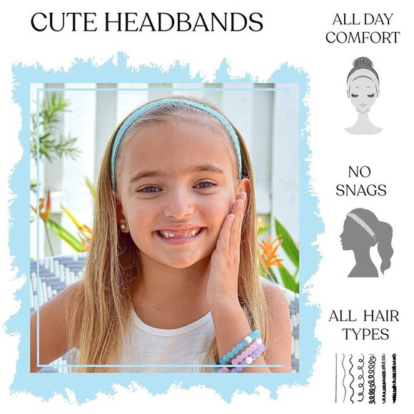Girls Lace Headbands Set Adjustable No Slip Elastic Dressy Pastel Hair Accessori main image 6